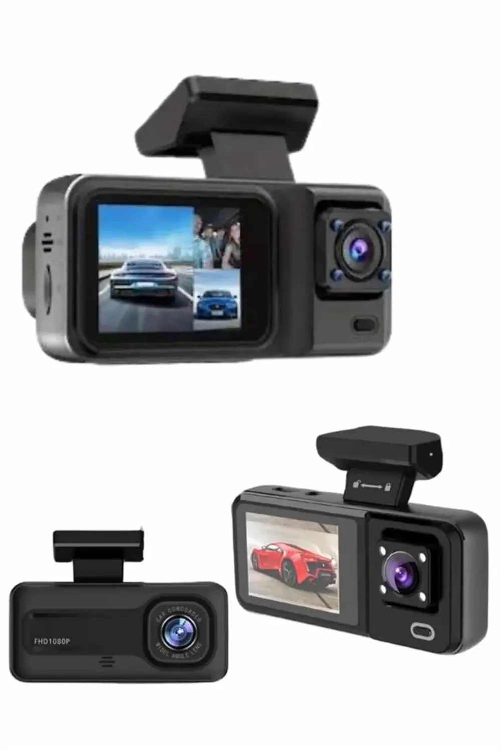 Ekranlı Sürüş Kaydedici DVR Ön ve Arka Kameralı Full HD Çözünürlü