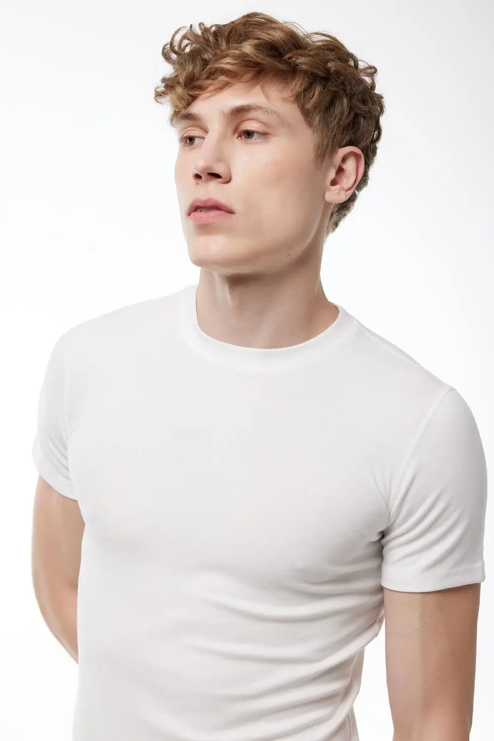 Ekru Kısa Kollu Yuvarlak Yaka Erkek Termal Üst İçlik 606