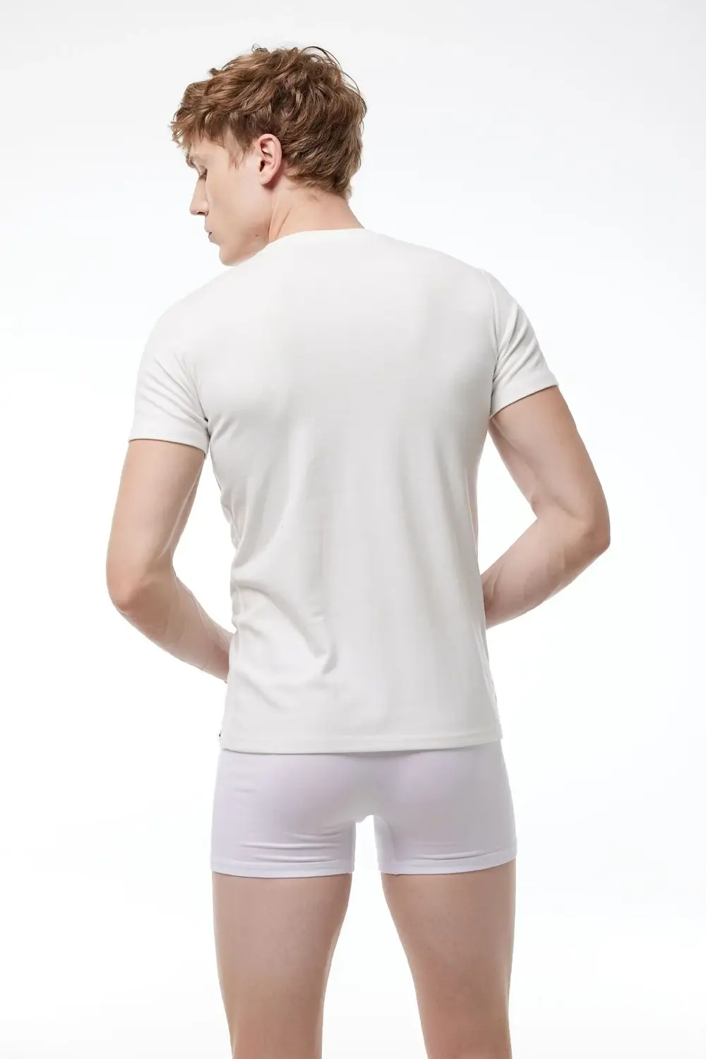 Ekru Kısa Kollu Yuvarlak Yaka Erkek Termal Üst İçlik 606