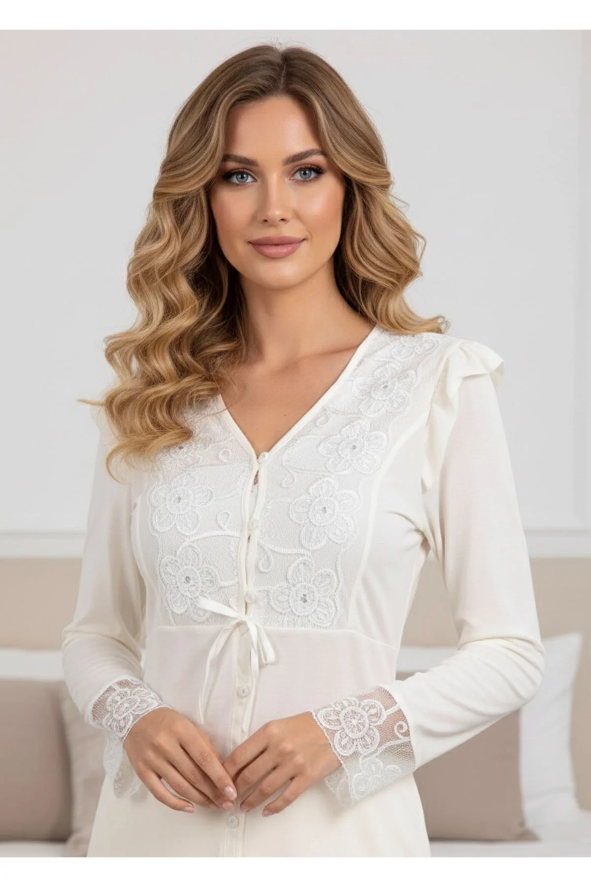 Ekru Penye Pijama Takımı