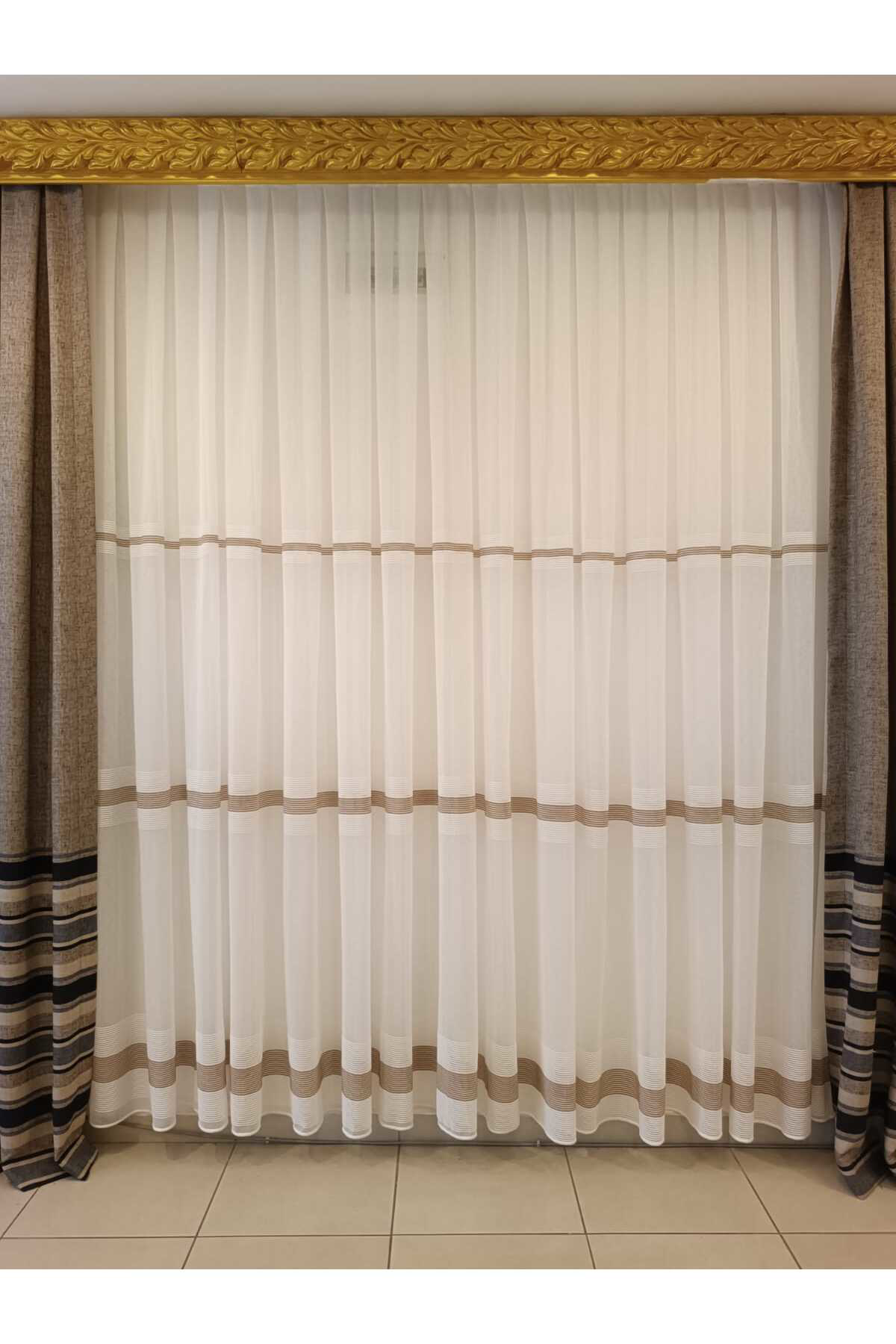 Özgün Home Ekru Tül Perde (1X2,5 Pile)