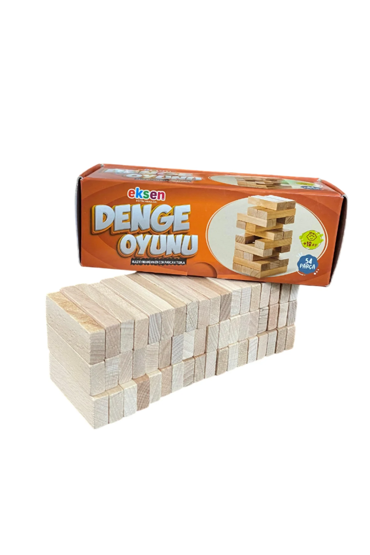 Eksen Jenga Doğal Ahşap Denge Zeka Ve Strateji Oyunu Kule Oyunu 54 Parça