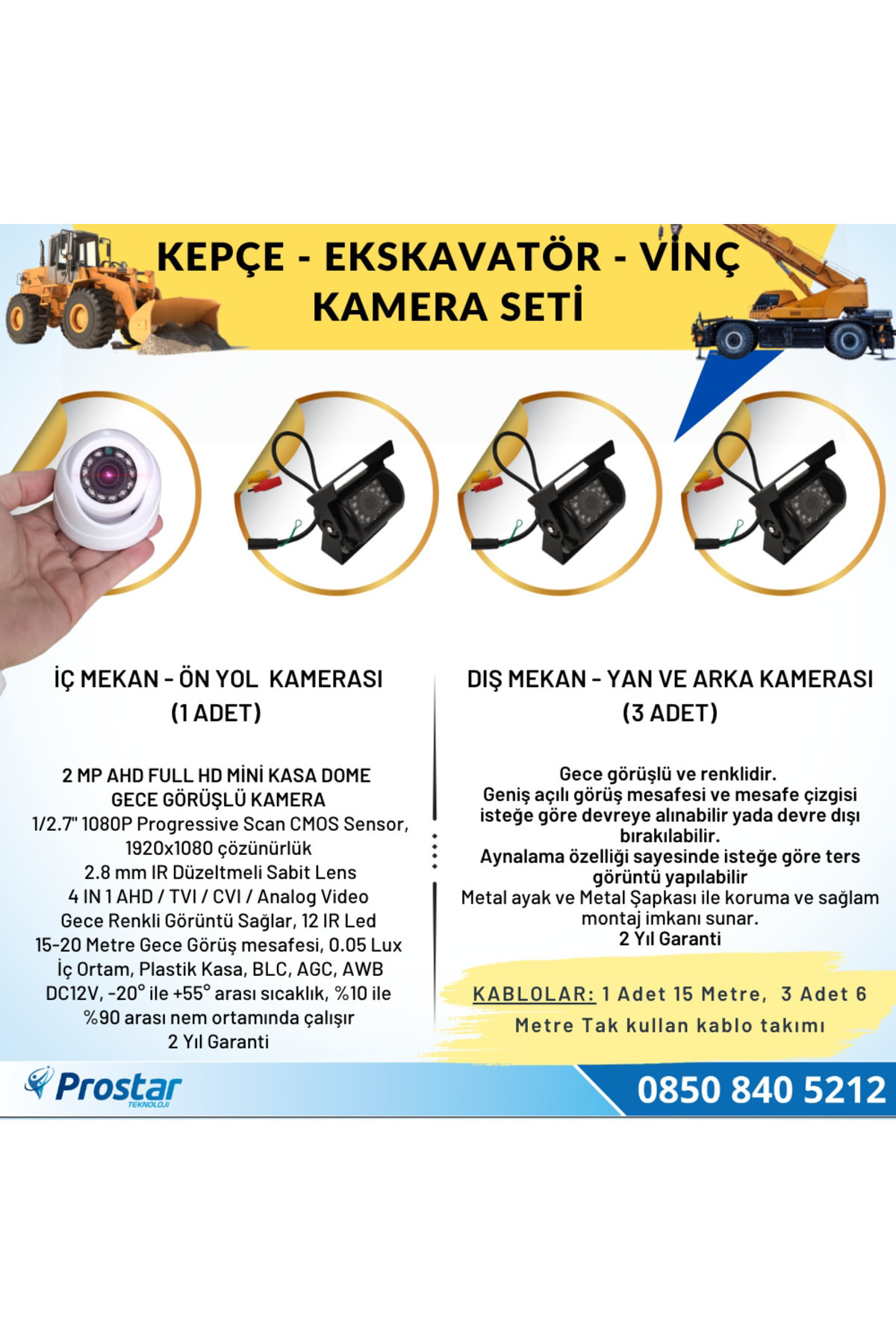 Navistar Ekskavatör Dozer Greyder Vinç Kepçe Uzaktan İzlemeli 4 Kameralı 3