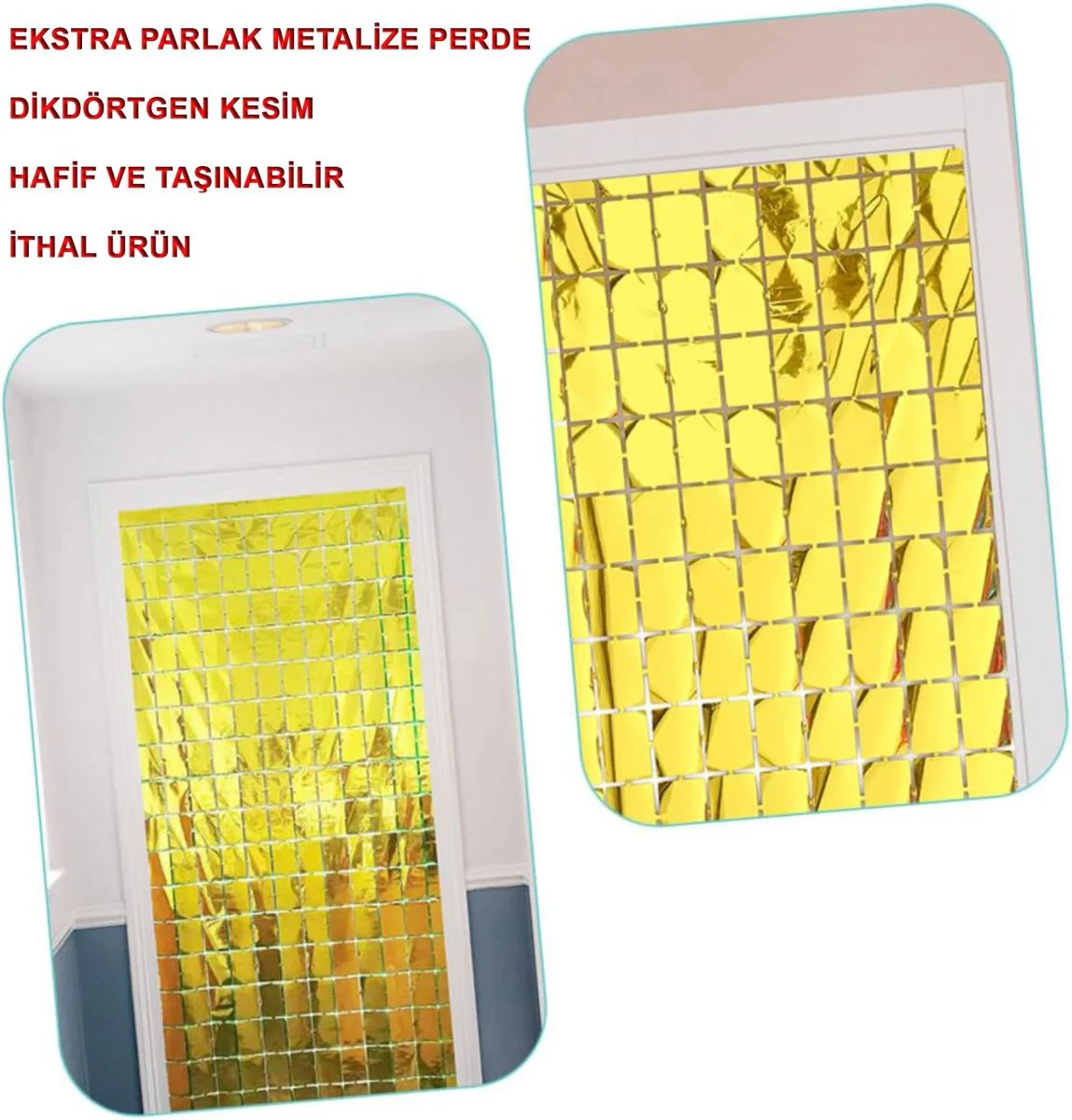 Ekstra Metalize Altın Renk Disko Kapı Perdesi - 1x2 Metre Dikdörtgen Kesim Dekorasyon Fiyatı, Yorumları ve Özellikleri
