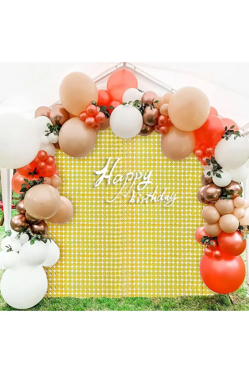 Ekstra Metalize Altın Renk Disko Dikdörtgen Kesim Kapı Perdesi De