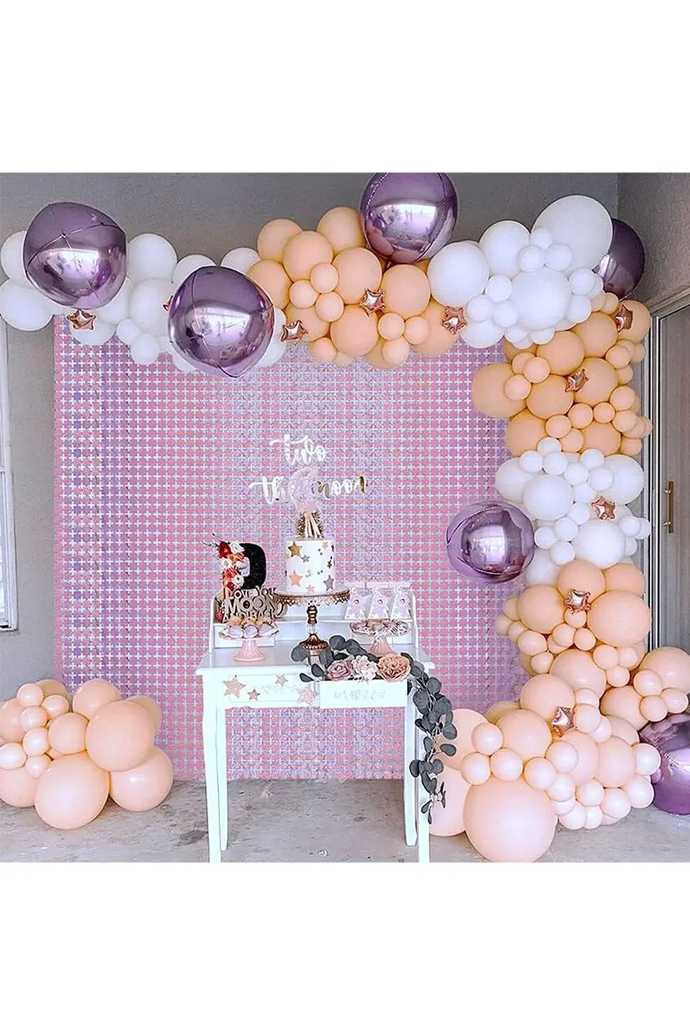 Ekstra Metalize Rose Gold Renk Disko Dikdörtgen Kesim Kapı Perdes