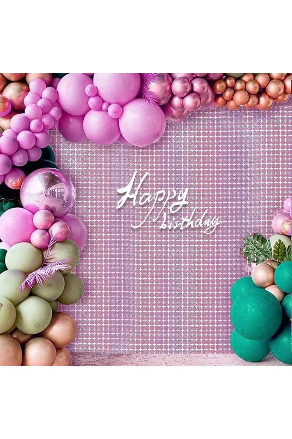 Ekstra Metalize Rose Gold Renk Disko Dikdörtgen Kesim Kapı Perdes