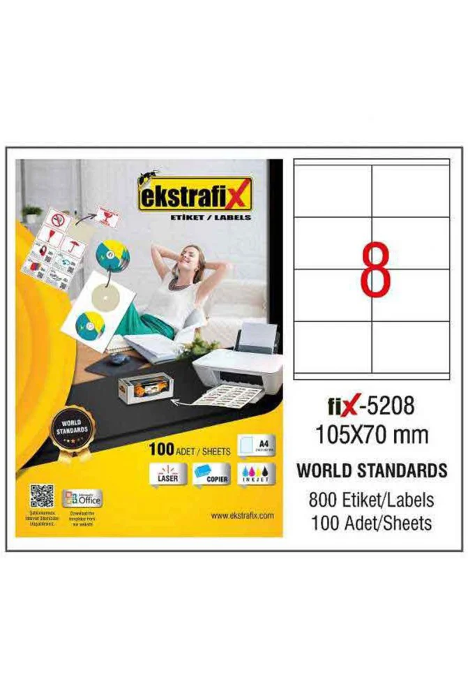 Ekstrafix Laser Etiket 105x70 Fix-5208