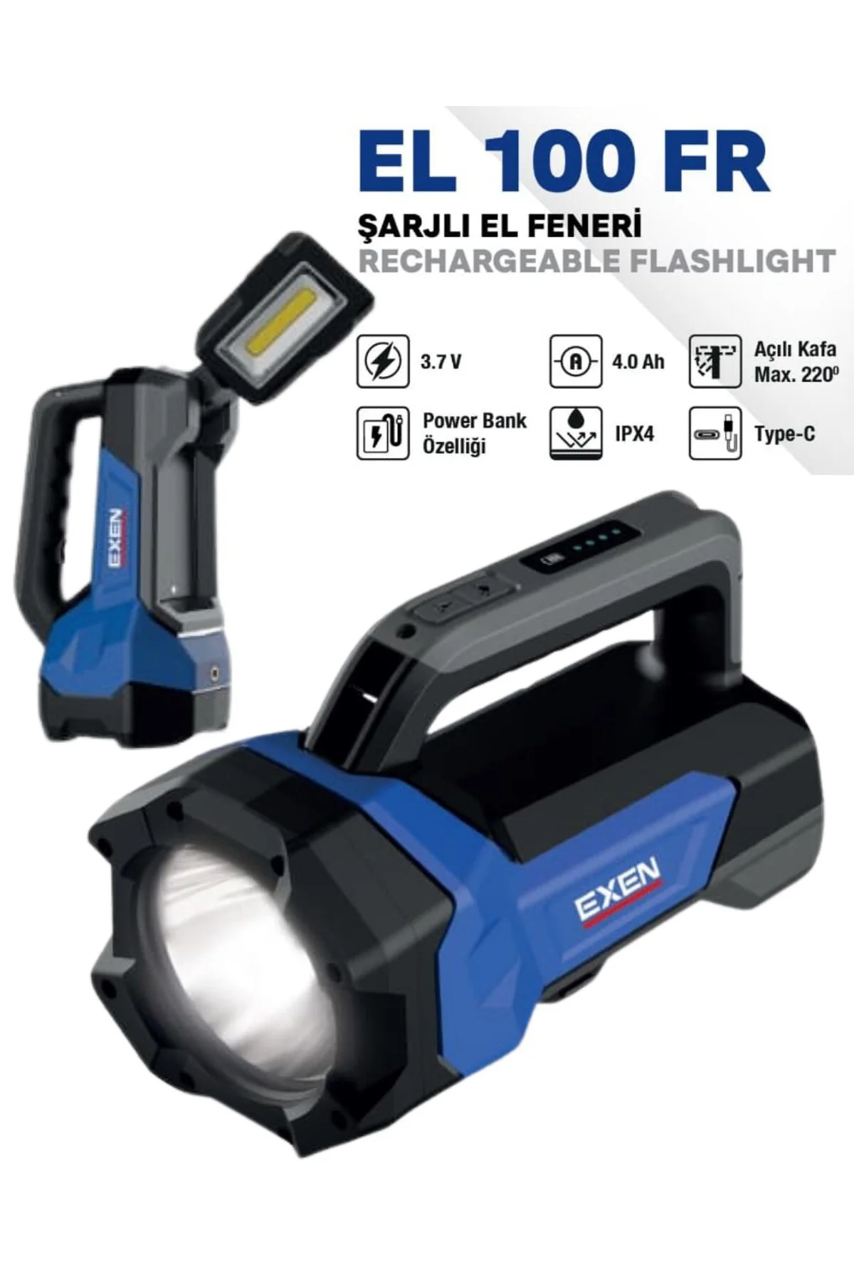 EL 100 FR - 3.7V 4Ah 600 Lümen Şarjlı El Feneri