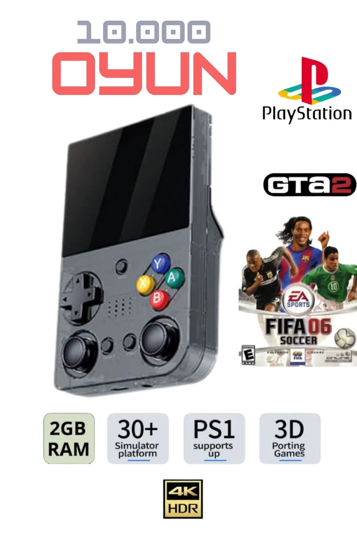 El Atarisi 3.5 Hd Ekran Gamepad Nostalji Oyun Atari PSP/PS1/Fıfa Gta Mario 10.000 Games Oyun Konsolu