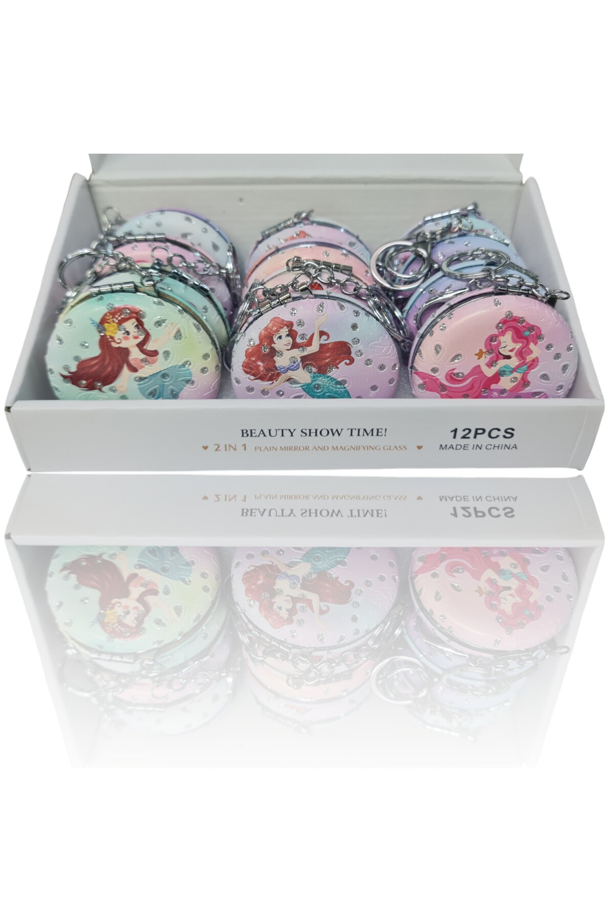 Gigi Panda El Aynası - Anahtarlıklı Deniz Kızı Desenli Katlanır Makyaj Aynas