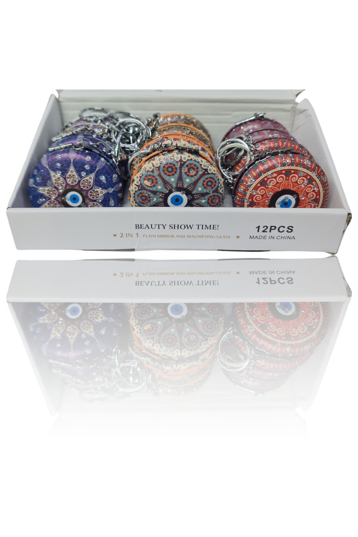 Gigi Panda El Aynası - Anahtarlıklı Otantik Desenli Katlanır Makyaj Aynası -