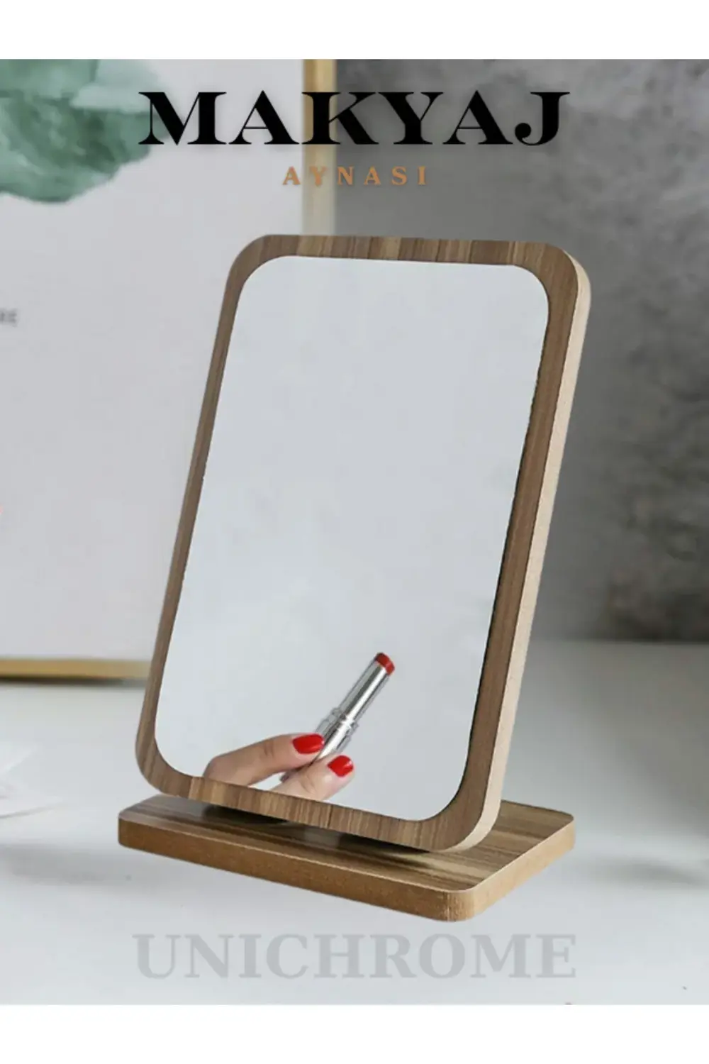El Aynası Masa Aynası Makyaj Aynası Eğim Ayarlanabilir Kare Makeu