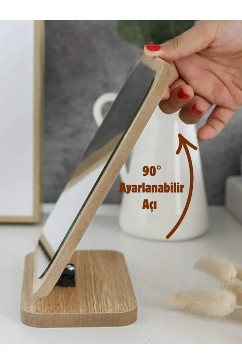 El Aynası Masa Aynası Makyaj Aynası Eğim Ayarlanabilir Kare Makeu