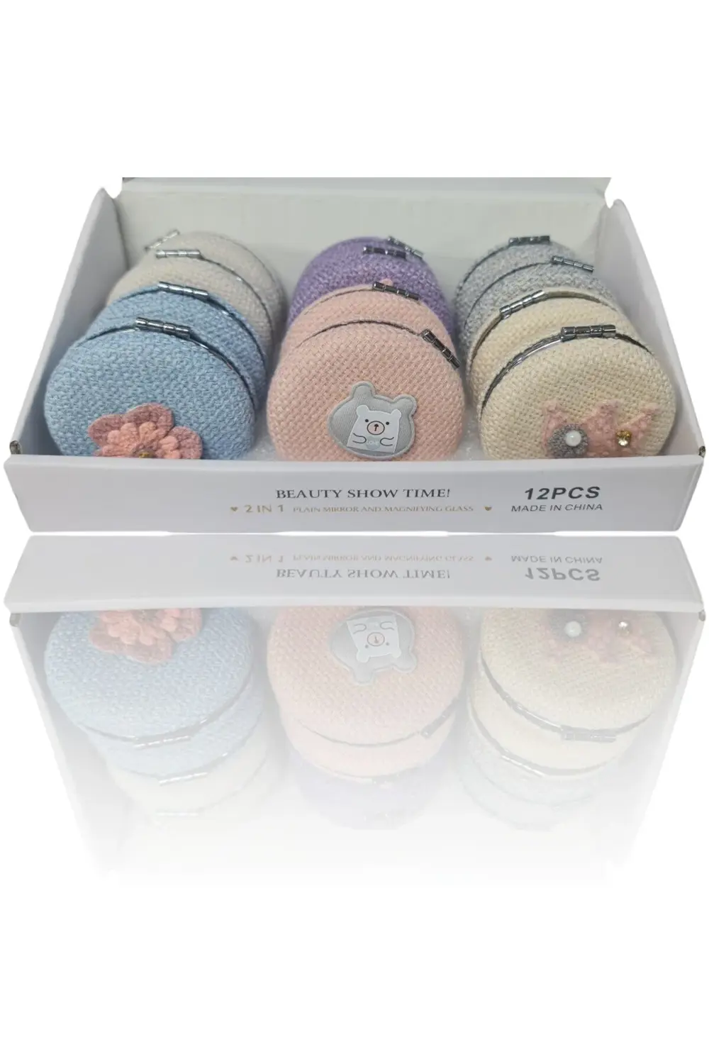 El Aynası - Örgülü Yuvarlak Katlanır Makyaj Aynası - Cep, Çanta A