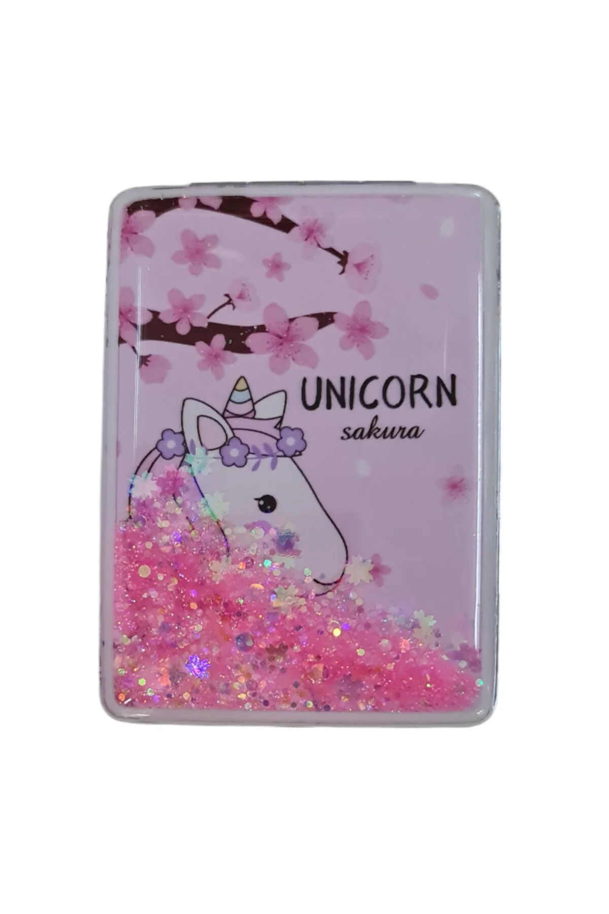 El Aynası - "Unicorn Sakura" Yazılı Katlanır Dikdörtgen Makyaj Ay