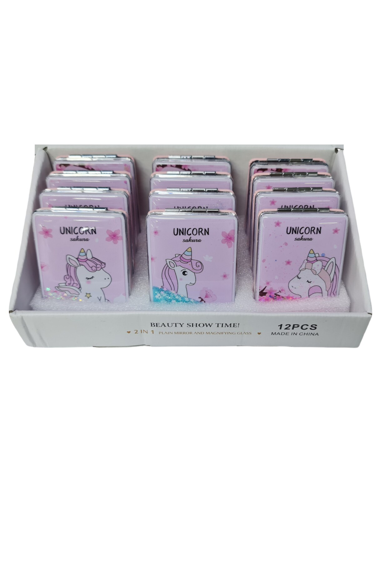 Gigi Panda El Aynası - "Unicorn Sakura" Yazılı Katlanır Dikdörtgen Makyaj Ay