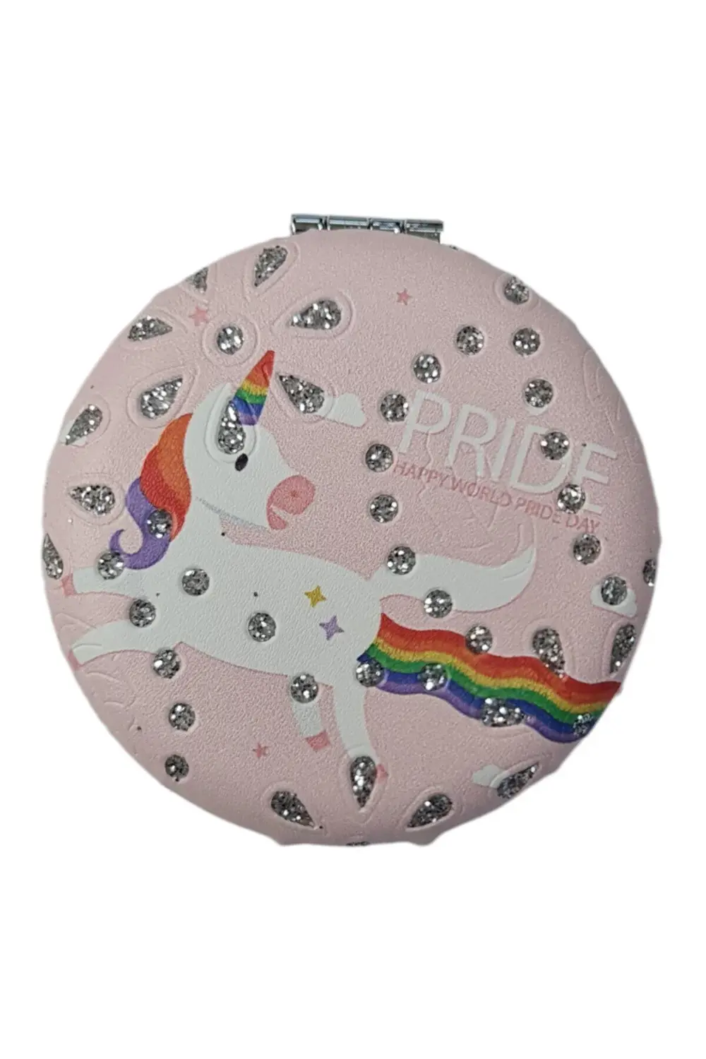 El Aynası - Unicorn - Tekboynuz Desenli Katlanır Yuvarlak Makyaj