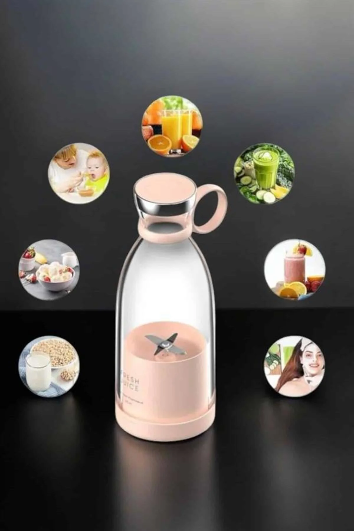 El Blender Taşınabilir Meyve Blender Şarj Edilebilir Taşınabilir 