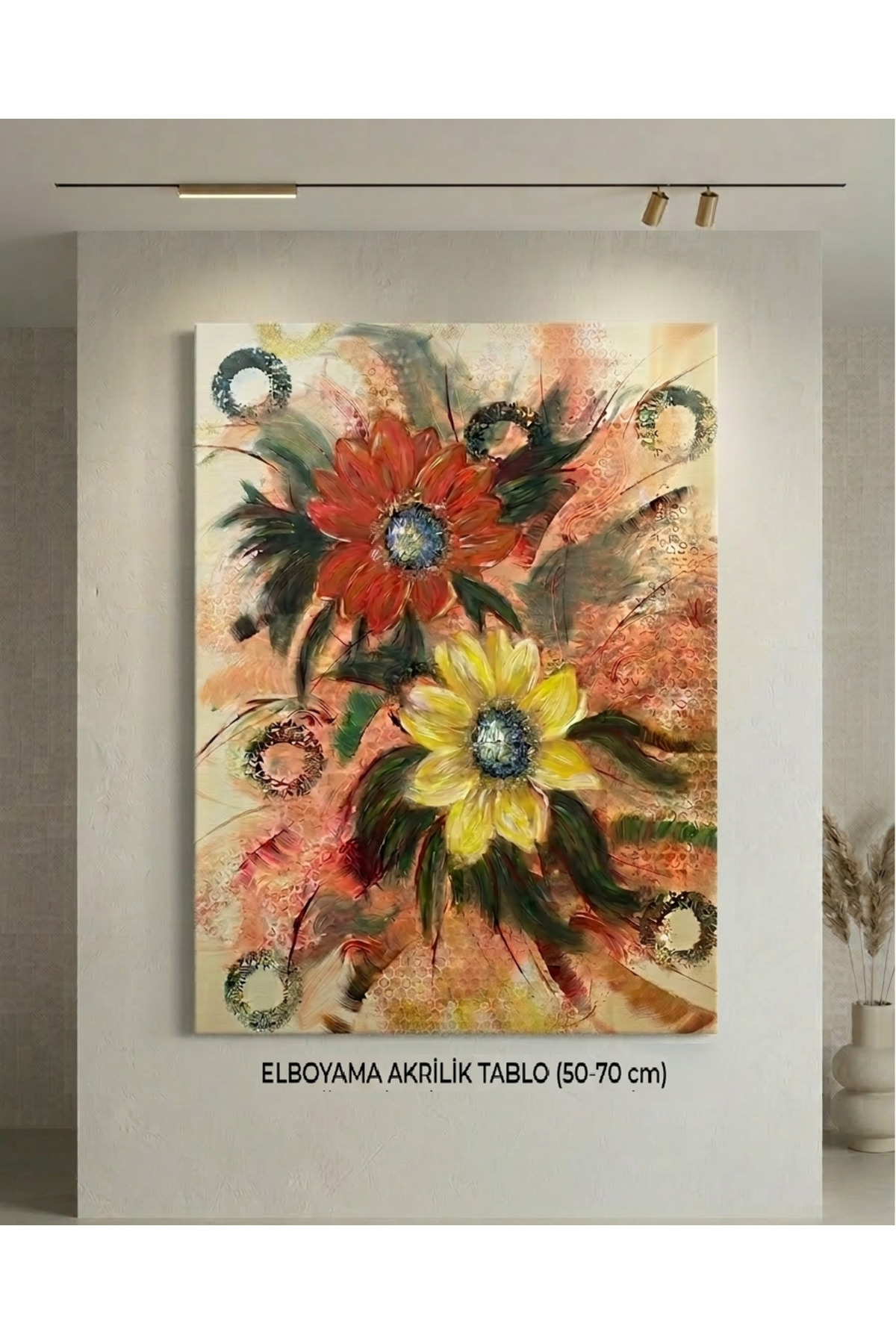 El Boyaması Akrilik Tablo Baharın Enerjisi (50x70 cm) Çerçevesiz