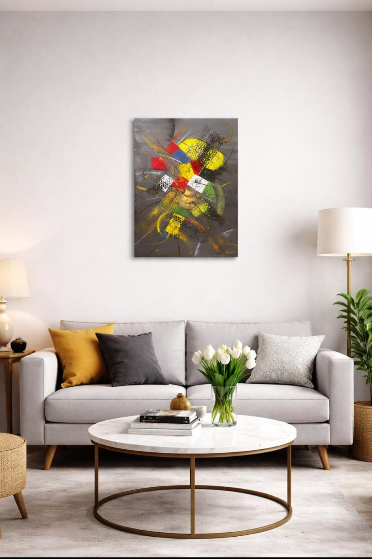 El Boyaması Akrilik Tablo Renk Fırtınası (50 x 70 CM)
