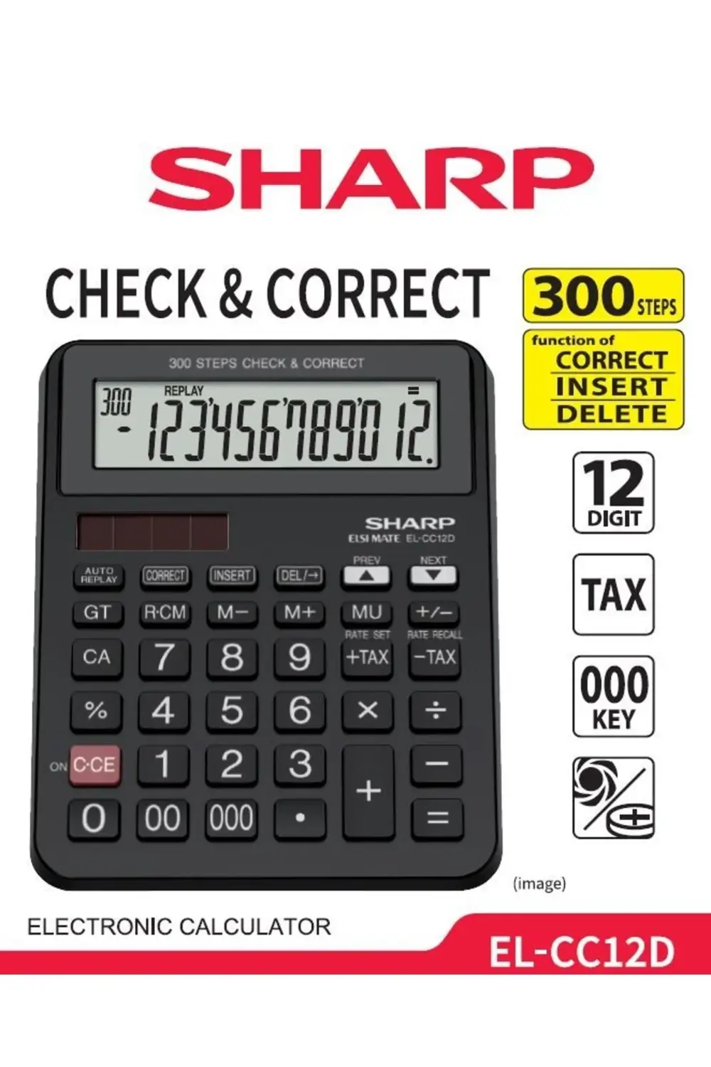 El-cc12d 12 Hane Işlem Kontrollü Masaüstü Hesap Makinesi