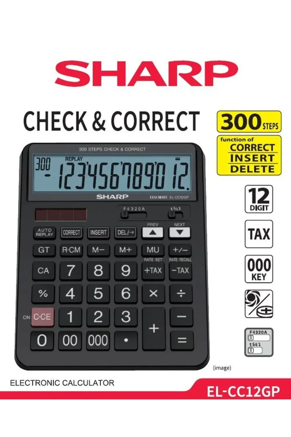 El-cc12gp 12 Hane Işlem Kontrollü Masaüstü Hesap Makinesi