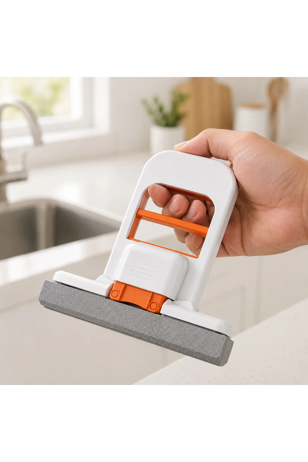 El Değmeden Sıkmalı Tezgah Üstü Mini Mop – Katlanabilir Süngerli Mutfak, Lavabo, Cam, Fayans ve Tezgâh Temizleme Aparatı