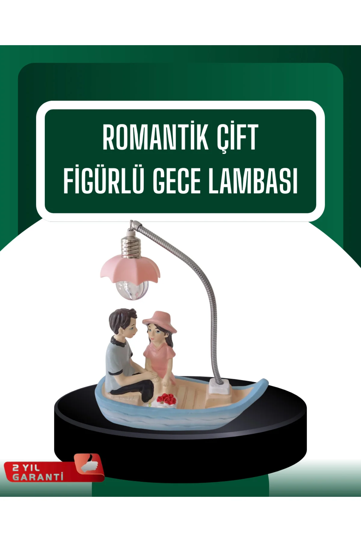 El Ele Tutuşan Çift Figürlü Dekoratif Gece Lambası Romantik Tasarım
