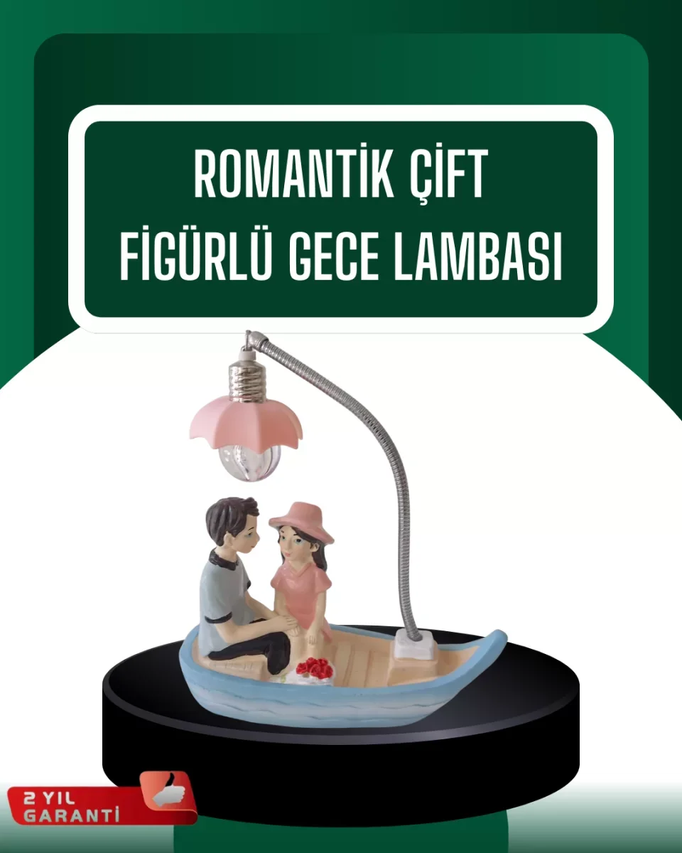 El Ele Tutuşan Çift Figürlü Dekoratif Gece Lambası Romantik Tasarım - Lisinya