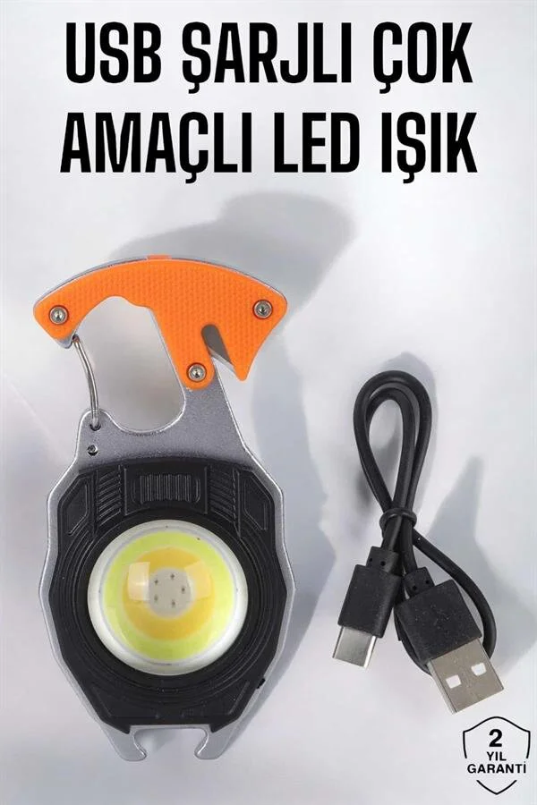 El Feneri Acil Işık Seti - Çok İşlevli Anahtarlık Feneri | LED, Düdük, Tornavida, USB Şarj