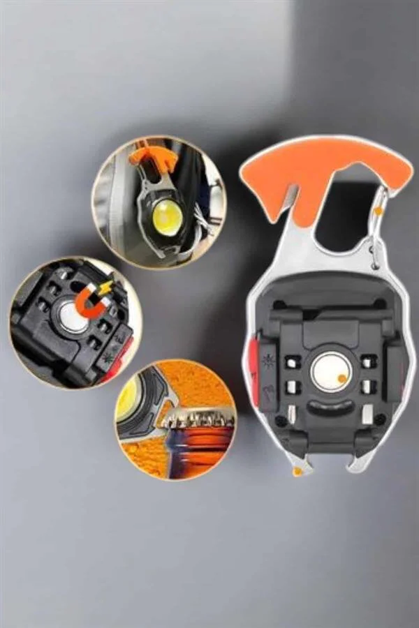 El Feneri Acil Işık Seti - Çok İşlevli Anahtarlık Feneri | LED, Düdük, Tornavida, USB Şarj