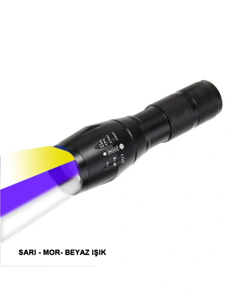 El Feneri Beyaz Sarı Ve Mor Renk Aydınlatma Q5 Led El Feneri Beyaz Sarı Ve Mor Renk Aydınlatma Q5 Led