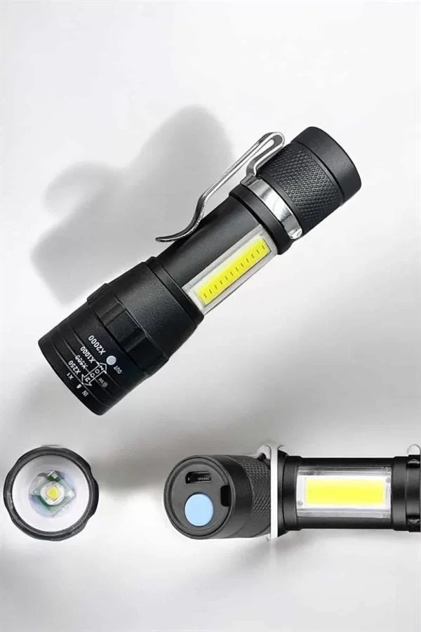 El Feneri Led USB Şarjlı Zoom Mini Led Işık Acil Durum Feneri - L