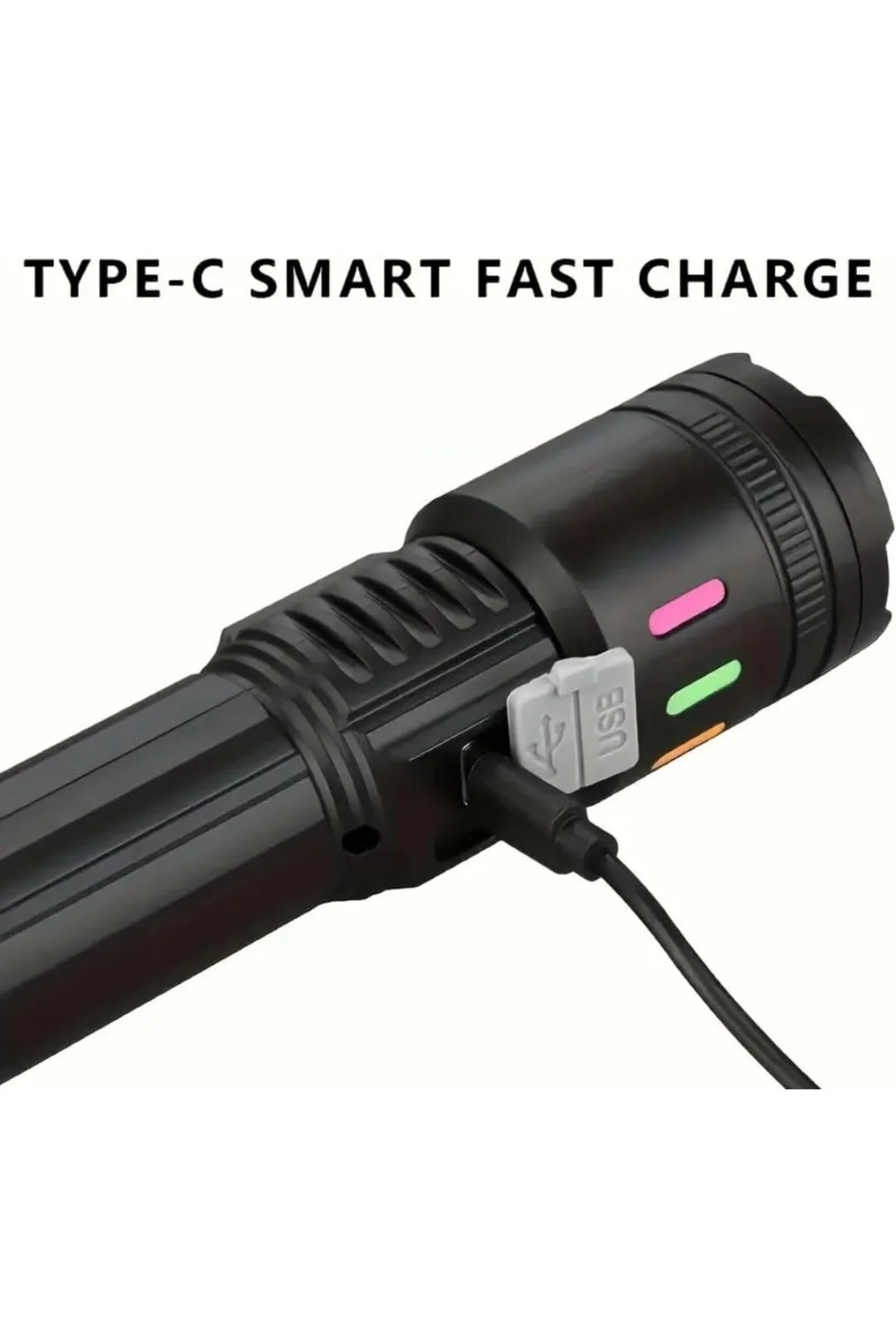 El Feneri Led USB ŞARJLI-Ultra Güçlü Parlak Orta Boy El Feneri [E