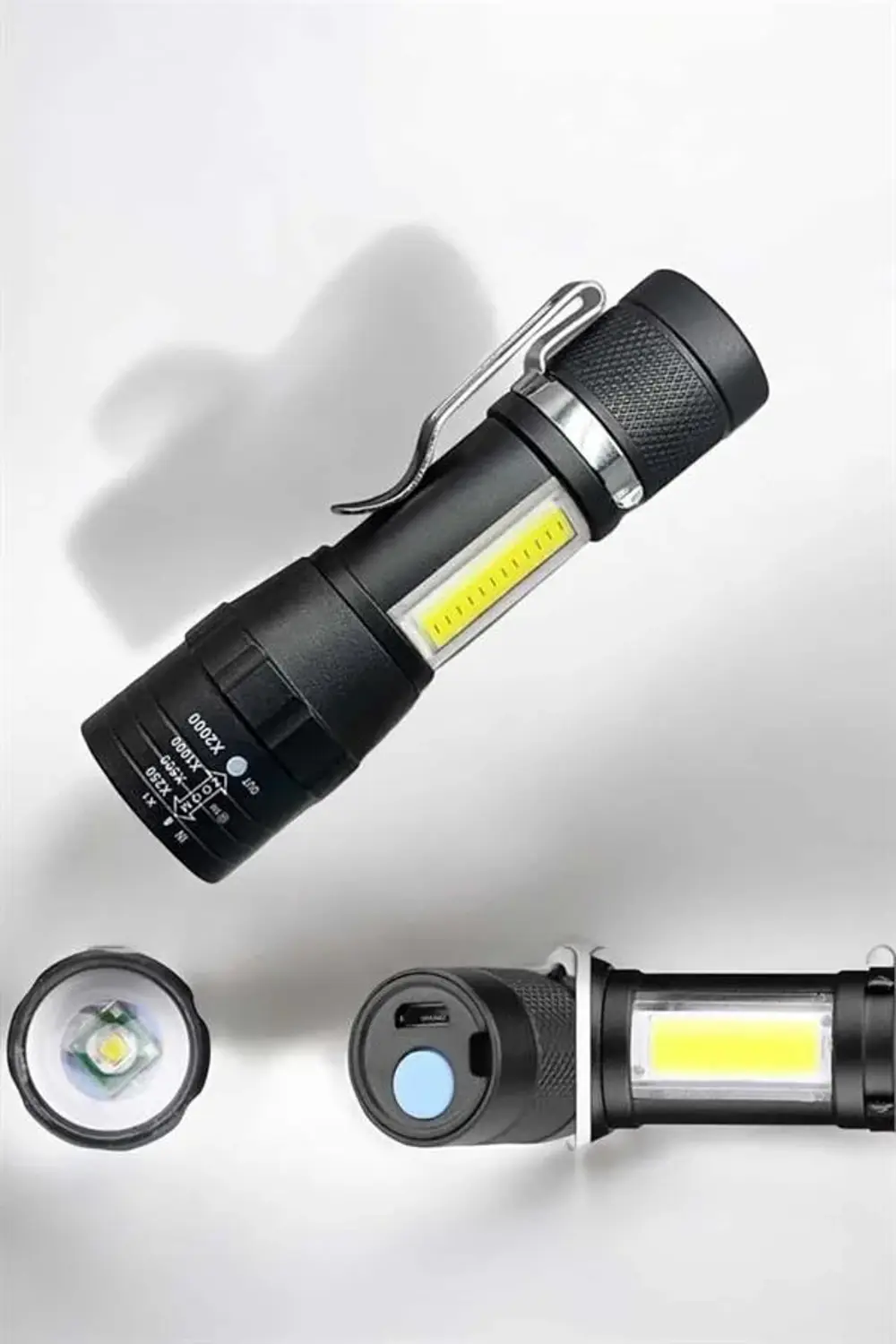 El Feneri Led USB Şarjlı Zoom Mini Led Işık Acil Durum Feneri