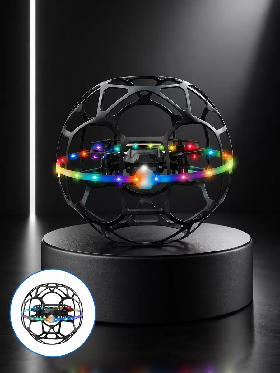 El Hareketi Kontrollü Futbol Topu Tasarımlı Drone LED Işıklı