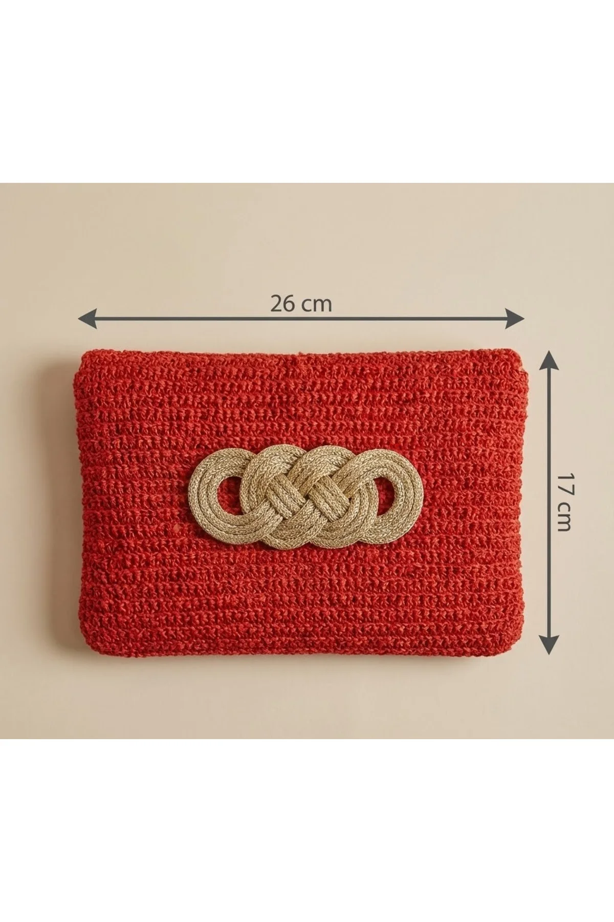 El Örgüsü Kırmızı Clutch Portföy Çanta
