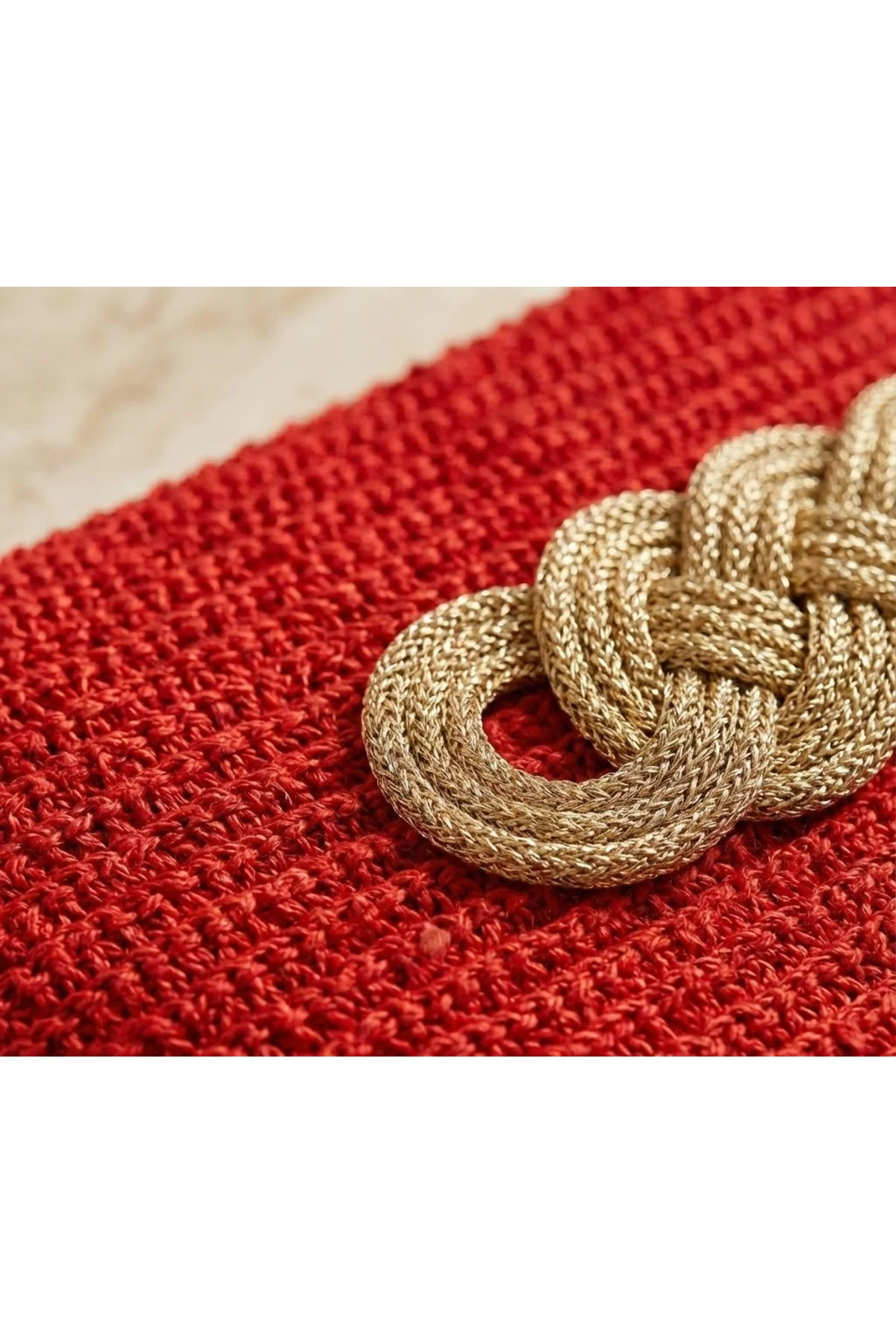 El Örgüsü Kırmızı Clutch Portföy Çanta