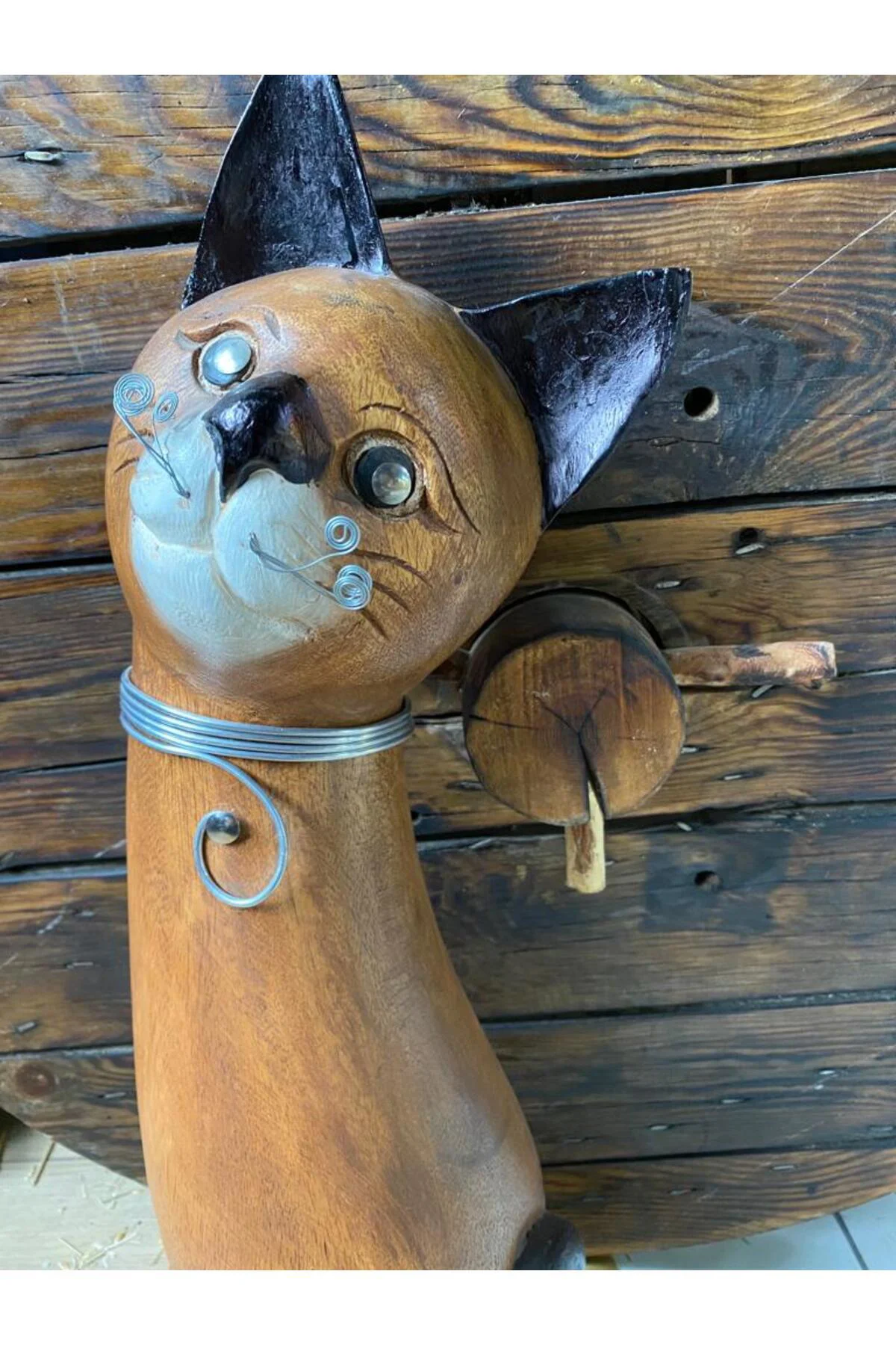 El Oyması Dekoratif Ahşap Kedi 63cm El Oyması Dekoratif Ahşap Kedi 63cm