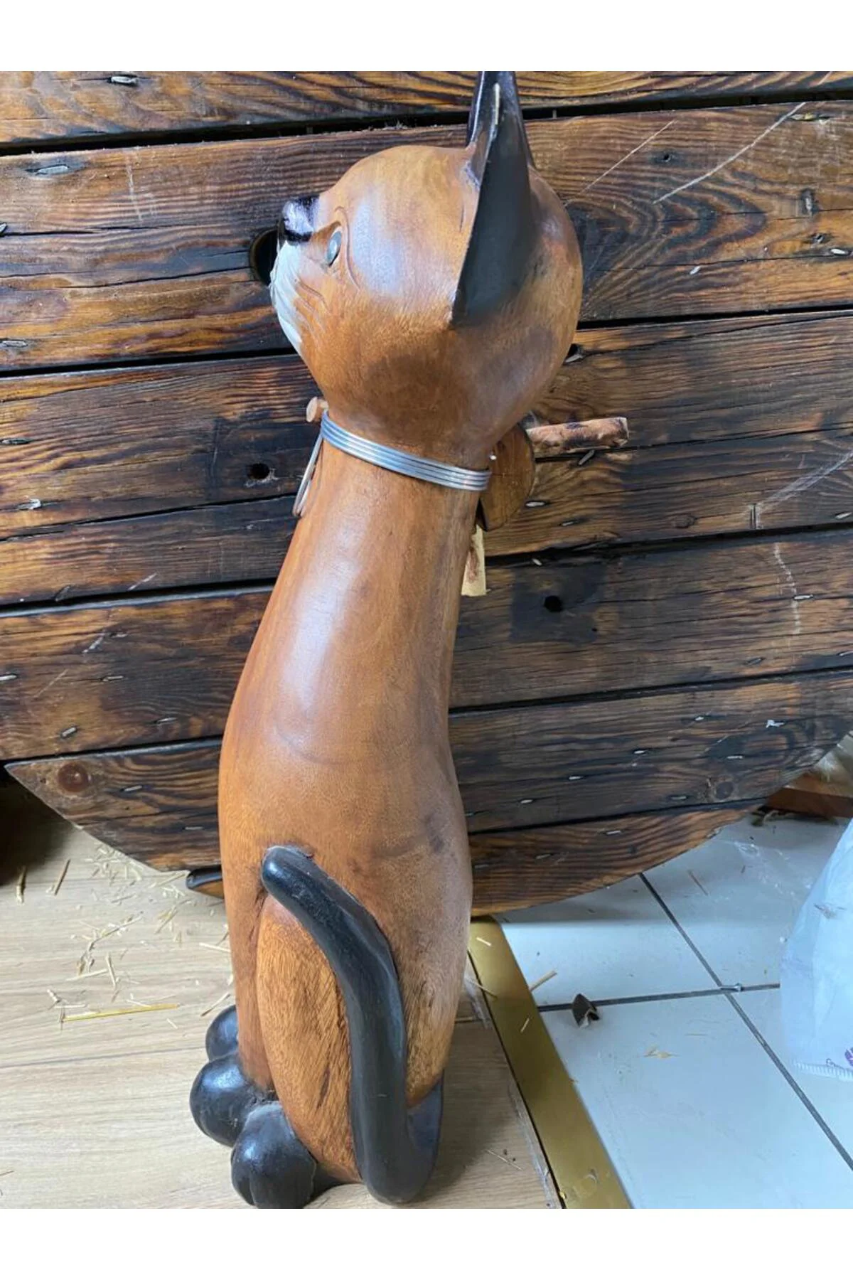 El Oyması Dekoratif Ahşap Kedi 63cm El Oyması Dekoratif Ahşap Kedi 63cm