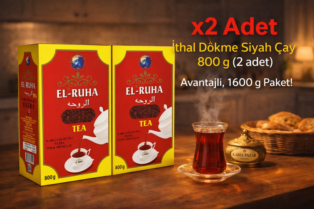 EL-Ruha İthal Dökme Siyah Çay 2X 800 gr
