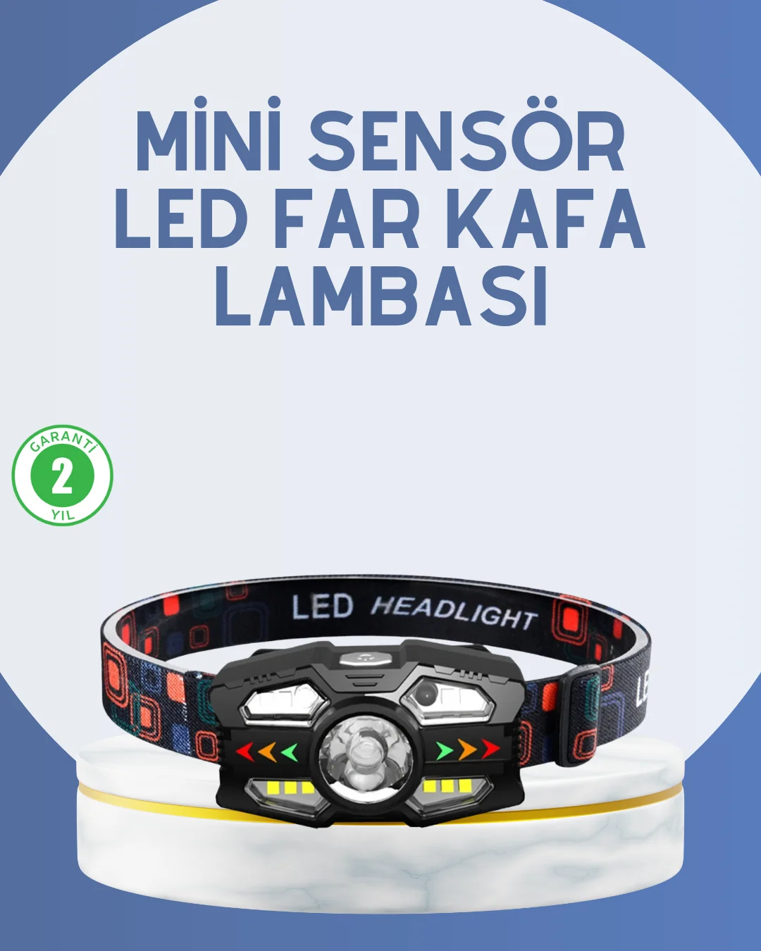 El Sensörlü LED Far Suya Dayanıklı Şarjlı Kafa Lambası El Sensörlü LED Far Suya Dayanıklı Şarjlı Kafa Lambası
