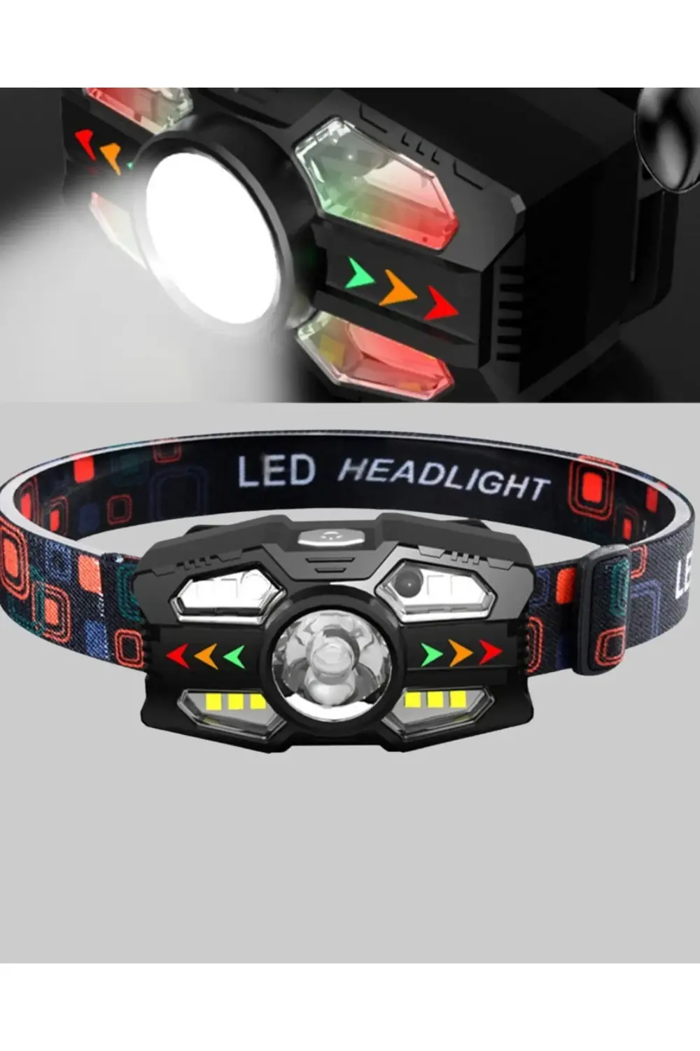 El Sensörlü LED Far Suya Dayanıklı Şarjlı Kafa Lambası