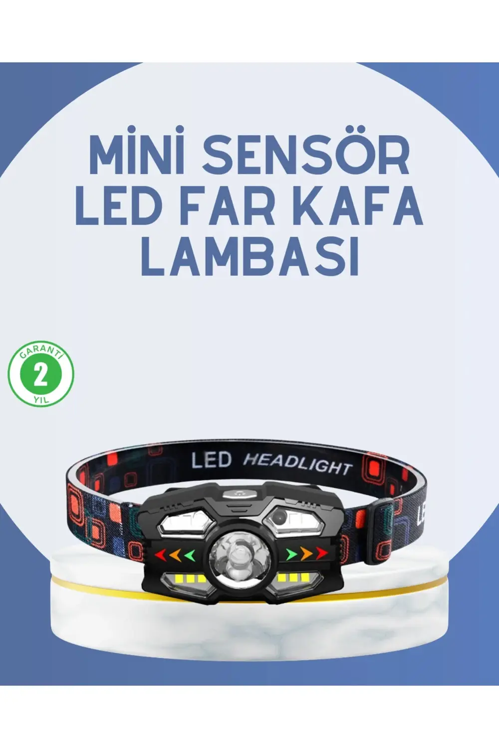 El Sensörlü LED Far Suya Dayanıklı Şarjlı Kafa Lambası