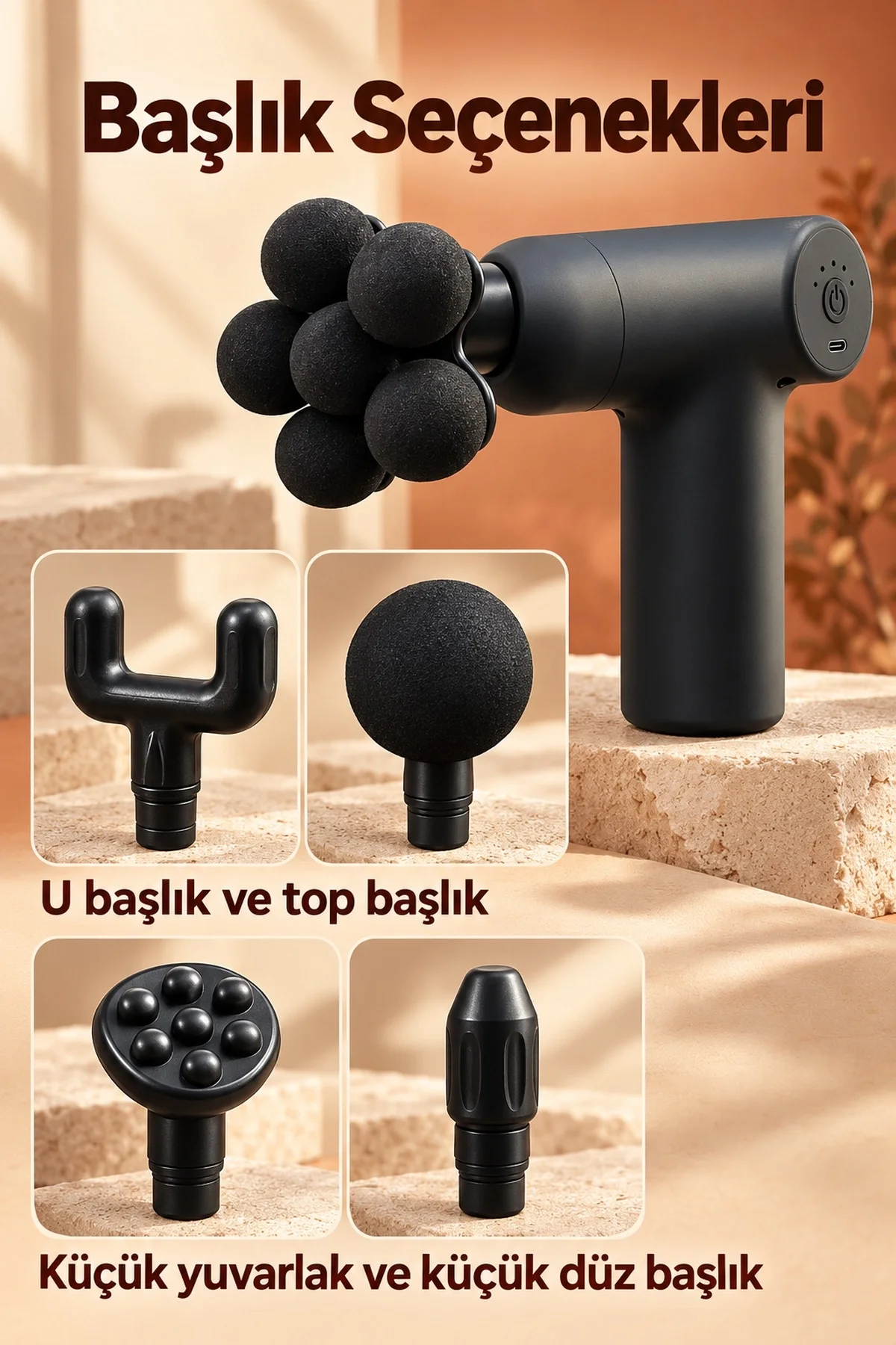 El Tipi Masaj Tabancası Top Başlıklı Siyah Gövde El Tipi Masaj Tabancası Top Başlıklı Siyah Gövde - Görsel 2