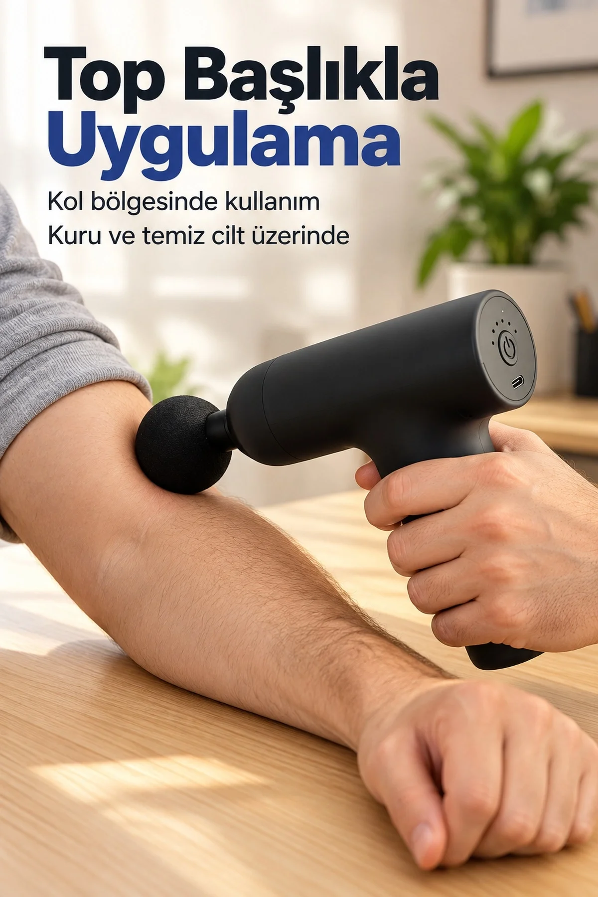 El Tipi Masaj Tabancası Top Başlıklı Siyah Gövde El Tipi Masaj Tabancası Top Başlıklı Siyah Gövde - Görsel 5