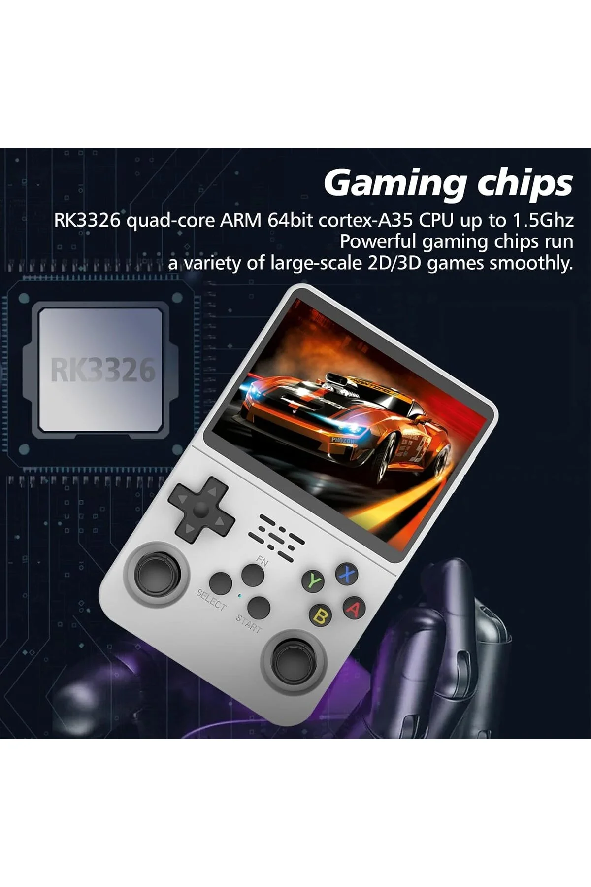 El tipi retro oyun konsolu 64 GB hafıza 15000 oyun Linux işletim sistemi IPS ekran beyaz Bluetooth