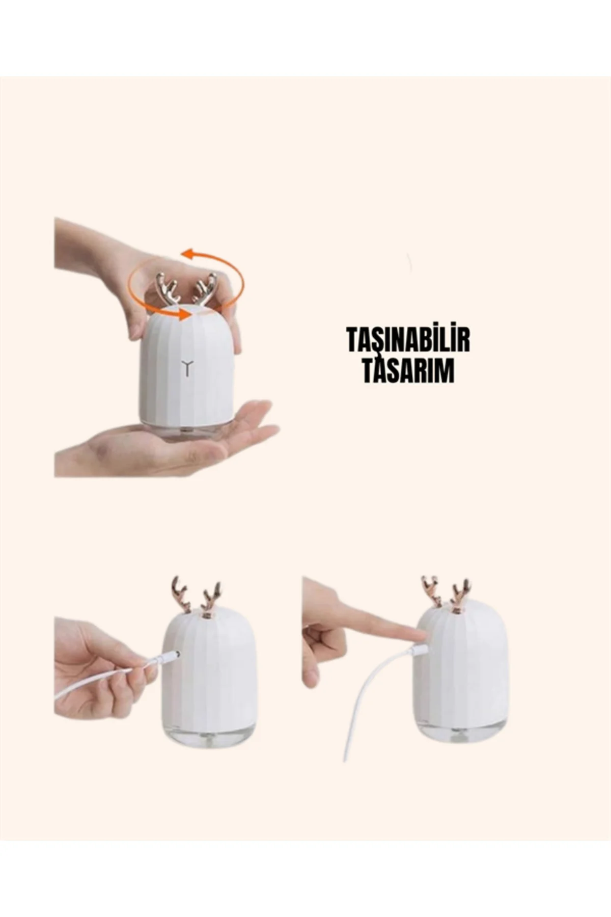 El Tipi USB Mini Soğuk Mist Nemlendirici 220 ml Tank - Lisinya