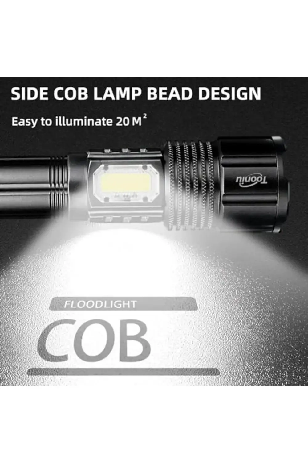 El USB IPX-6 Su Geçirmez Zoom Taktik El Işığı Kamp Balıkçılık Yür